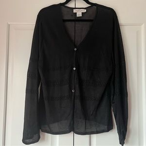 Emanuel Ungaro Black Pointelle Cardigan Size XL Pre Loved.